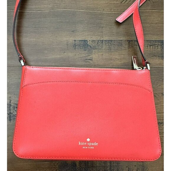 Kate Spade Leather Adel Medium Top Zip Crossbody Bag Red EUC - Picture 5 of 9